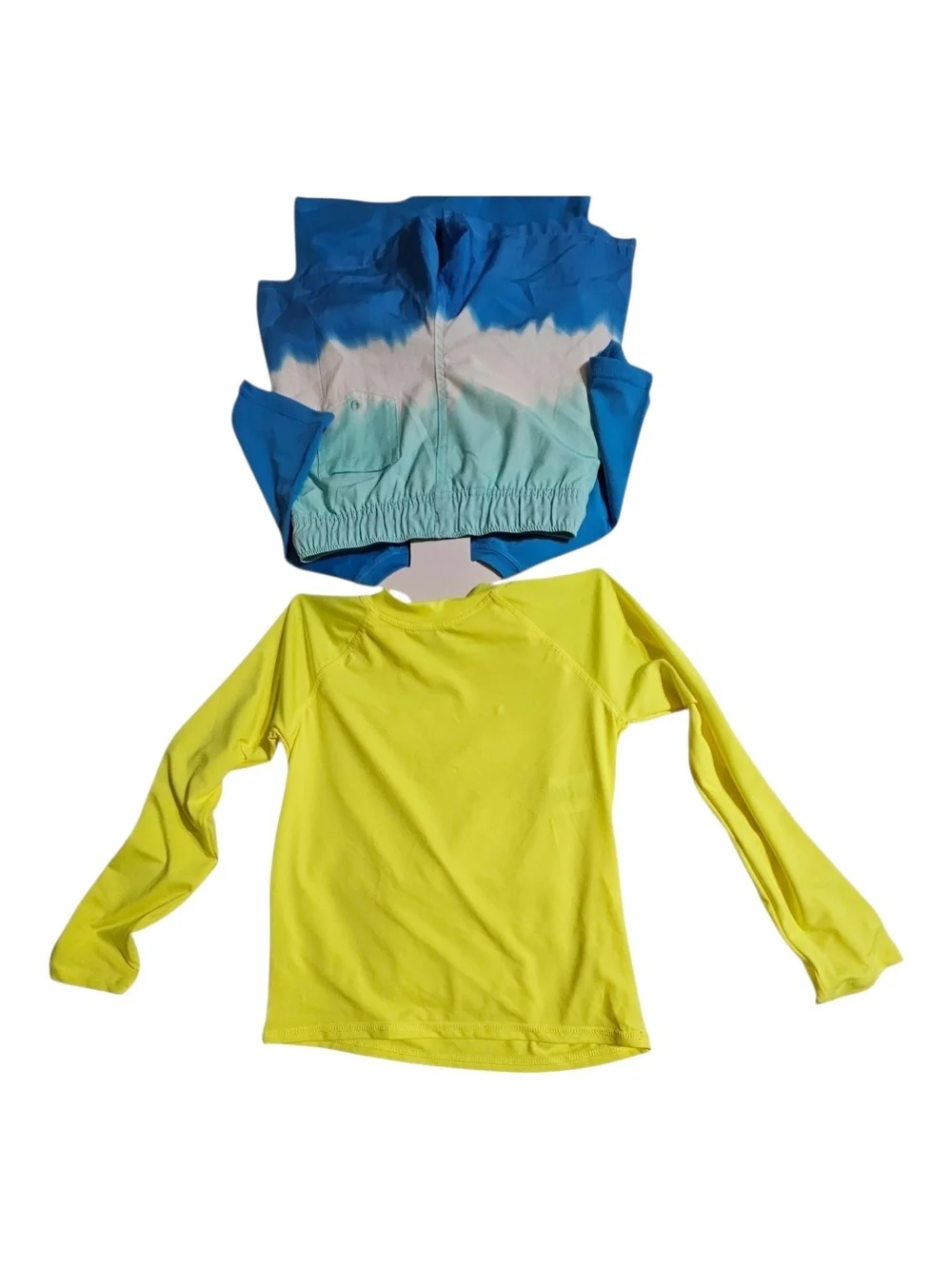 Lands' End Blue Rash Guard Set with Neon Yellow Sleeves